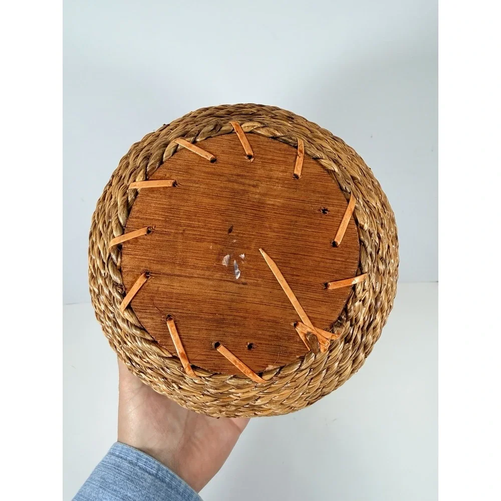 American Rope & Reed Handwoven Basket - Vase Mid-Century Modern - 12